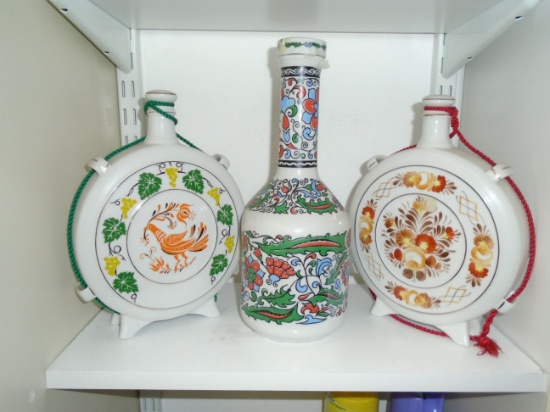 3 pc Porcelain vases with lids.