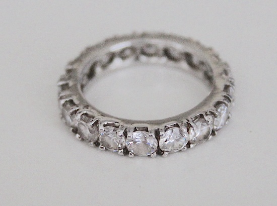 CUBIC ZIRCONIA DIAMOND BAND  in  STERLING SILVER  SETTING