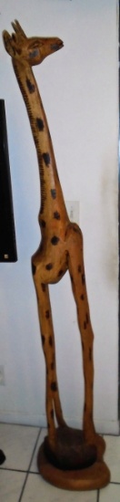 Tall wood carved Giraffe.