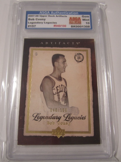 2007-08 ARTIFACTS BOB COUSY CELTICS LEGENDARY LEGACIES 40/100 GEM MINT 10