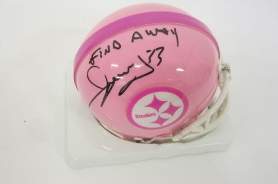 Merril Hoge Pittsburgh Steelers signed autographed cancer awareness mini helmet Certified COA