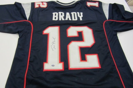 Tom Brady New England Patriots signed autographed blue football jersey Certified COA