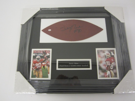 Jerry Rice San Francisco 49ers signed  framed matted game used football panel Certified COA