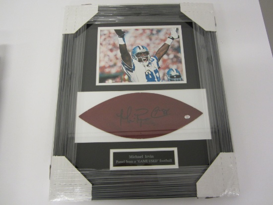 Michael Irving Dallas Cowboys signed autographed Professionally Framed Game Used Football Panel Cert