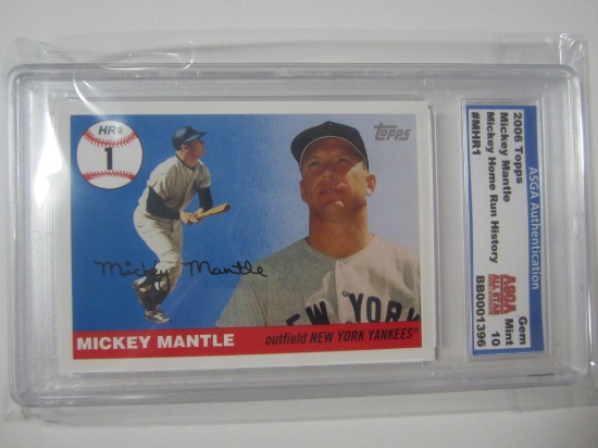 Mickey Mantle Yankees 2006 Topps Mickey HR History #MHR-1 baseball card ASGA Graded Gem Mint 10