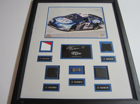 Rusty Wallace NASCAR framed matted race car parts brake pad winshield Tire Metal Ltd Edition #d to10