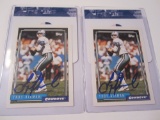 Troy Aikman Dallas Cowboys signed autographed 1992 Topps football card lot of 2 Certified COA