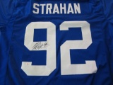 Michael Strahan New York Giants signed autographed blue football jersey Certified COA