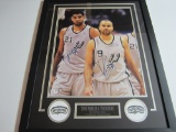 Tim Duncan Tony Parker San Antonio Spurs signed framed matted 16x20 Certified COA