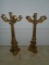 PAIR OF ORNATE 5-LIGHT METAL CANDELABRAS.