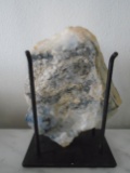 RAW MARBLE QUARTZ ON BLACK METAL STAND