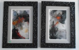 PAIR OF FRAMED ABSTRACT ENAMEL PAINTINGS BY DOROTHY STURM