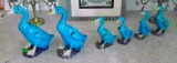 SET OF 6 BLUE CHINESE PORCELAIN GEESE