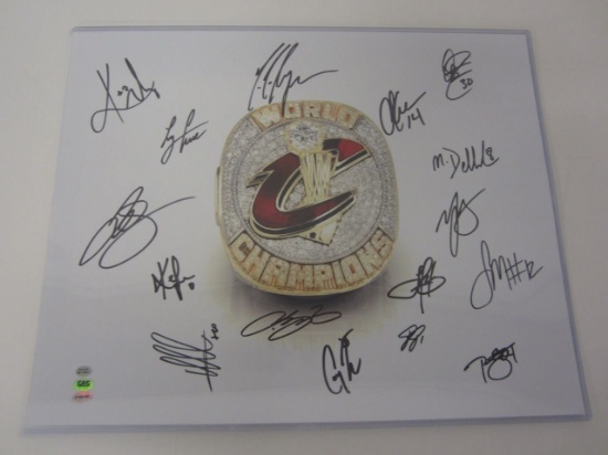 2016 Cleveland Cavaliers Championship Team Hand Signed Autographed Photo James/Love/Irving/Smith and