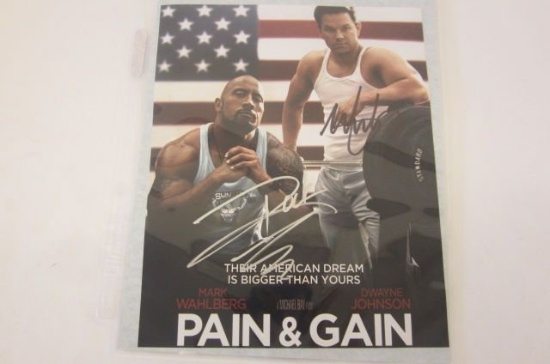 The Rock Mark Wahlberg Pain & Gain Movie signed autographed 8x10 Photo Certified Coa