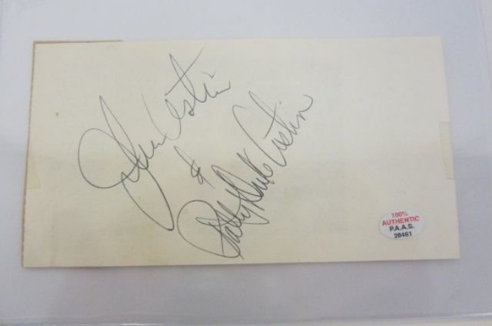 John Astin Patty Duke actors signed autographed 3x5 index card cut signatures Certified COA
