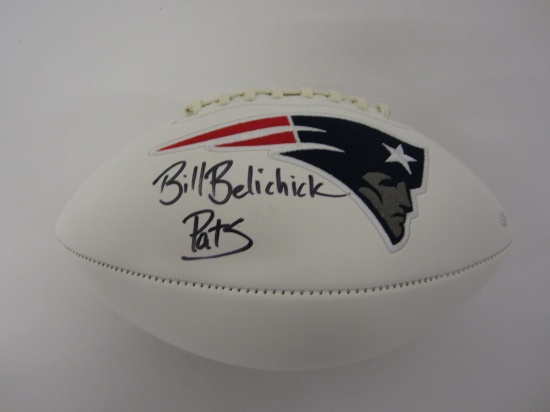 Bill Belichick New England Patriots signed autographed Logo Football Certified Coa