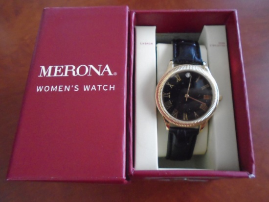 Merona Women's Watch, FMDM167. black dial & band.