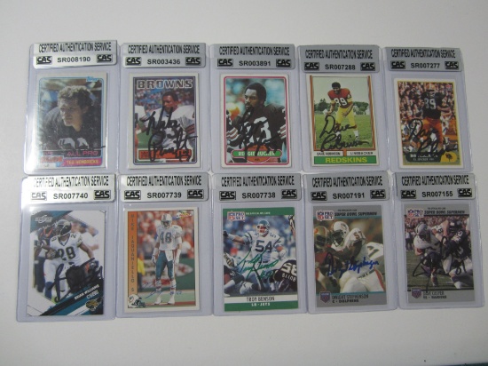 (10) NFL CERTIFIED SIGNED AUTOGRAPH FOOTBALL CARD LOT STARS ROOKIES 2