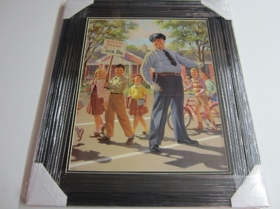 Vintage framed 16x20 Print "Officer Dugan is our Pal"