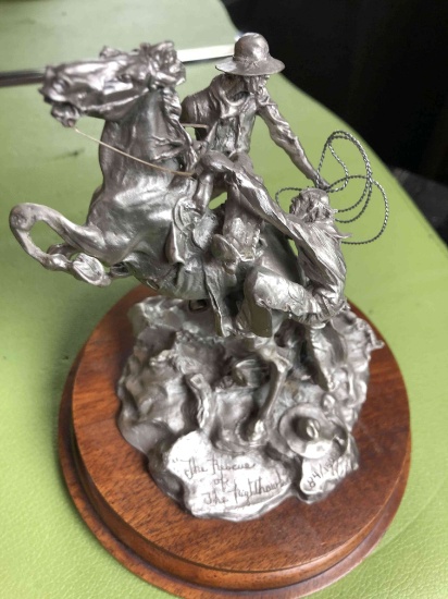 Pewter, collectable sculpture 'The RISQUÃ‰ of the Indian', signed and numbered collectable pewter ap