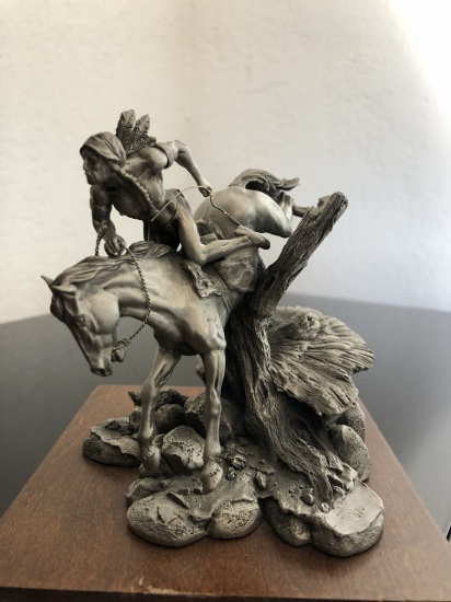 Pewter, unique sculpture 'BUFFALO PONY', , signed and numbered collectable pewter approx. 1.8 lb, ap
