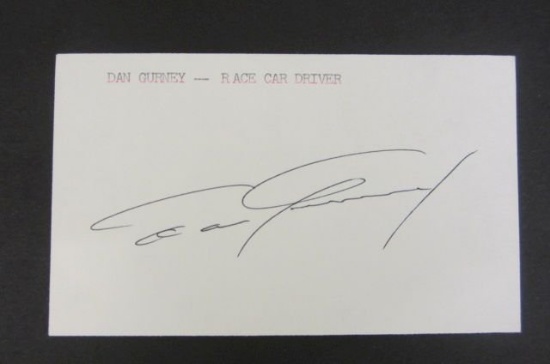 Dan Gurney signed autographed index card Certified Coa