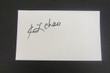Elaine Chao signed autographed index card Certified Coa