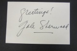 Gale Sherwood signed autographed index card Certified Coa