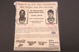 Alan Henderson & Pat Knight signed autographed Newspaper clipping Certified Coa