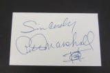 Peter Marshall signed autographed index card Certified Coa