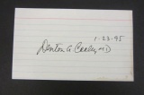 Denton Cooley signed autographed index card Certified Coa