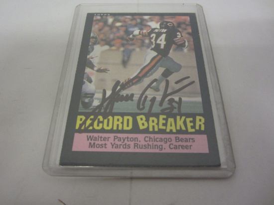 Walter Payton 1985 Topps "Record Breaker" Autograph card with COA!