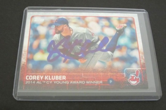 Corey Kluber autograph card coa cleveland indians cy young