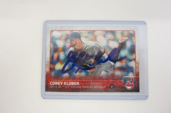 Corey Kluber autograph card coa cleveland indians cy young