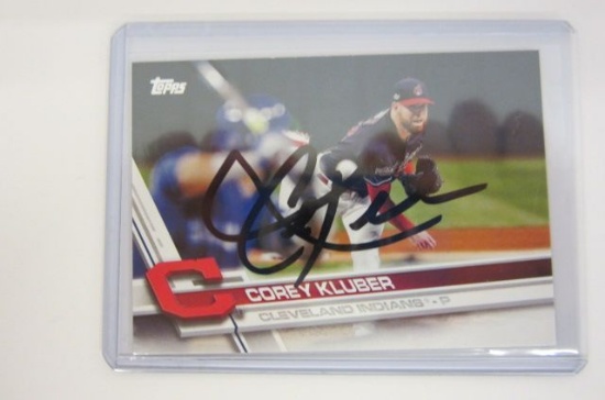 Corey Kluber autograph card coa cleveland indians cy young