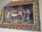 Large Antique Porcelain Plaque of Tavern scene of Cavaliers with Swords.