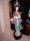 Antique Bone Japanese Empress statue on a wood base. hand painted.