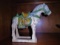 Antique Chinese Ming Dynasty (1368-1644) Horse figurine partially glazed with green & yellow saddle