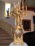 Large Dore Bronze and crystal vase candleabra