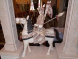 Antique Bone carved male warrior riding a horse.