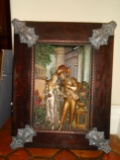 Antique Wood framed wall art of man & woman made of french bronze.