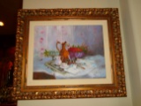 Still life oil painting in a gold frame