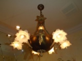 Antique dore bronze chandelier with female decorative elements