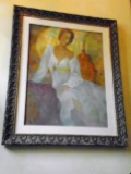 Oil painting in a black frame.