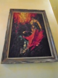 Oil painting in a wood frame