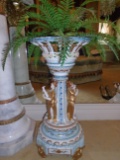 Large Porcelain vase, features 3 females playing instruments
