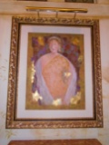 Oil painting in a gold frame, depicts a woman. Hand signed by the artist Arbe.