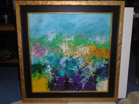Oil painting in a frame.  24 5/8"h x 24 5/8"w.