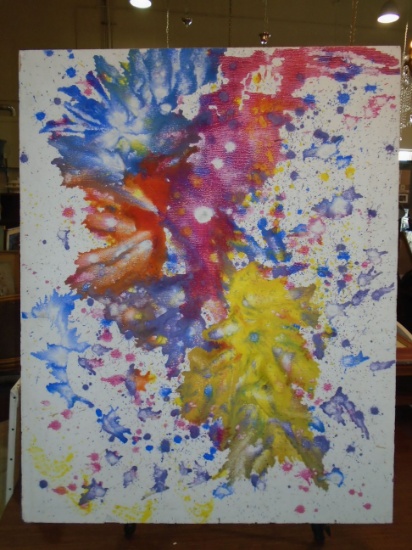 Oil painting on a wood board. Hand signed by the artist. 35 1/4"h x 27 7/8"w.
